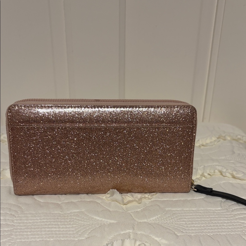 kate spade Rose Gold Glitter Zip Around Wallet - Picture 3 of 7